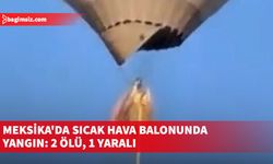 Meksika'da alev alan hava balonundaki kişiler aşağı atladı