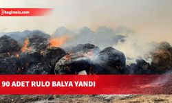 Arazi yangını sonucu balyalar yandı