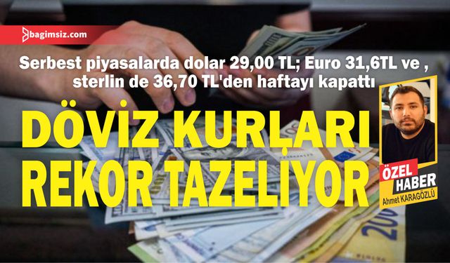 Serbest piyasalarda dolar 29,00 TL; Euro 31,60 TL ve sterlin de 36,70 TL’den haftayı kapattı
