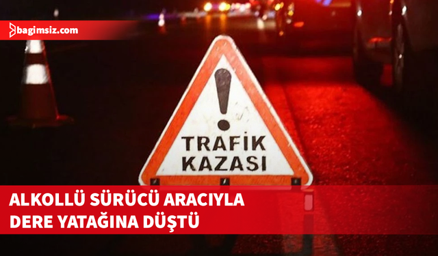 Alkollü sürücü aracıyla dere yatağına düştü