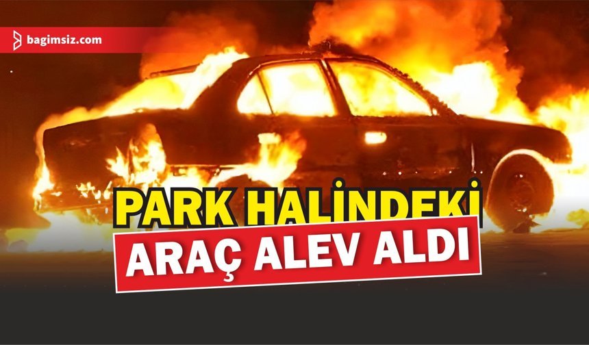Girne’de park halindeki araç yandı