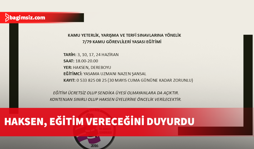 HAKSEN, Kamu Görevlileri Yasası eğitimi verecek
