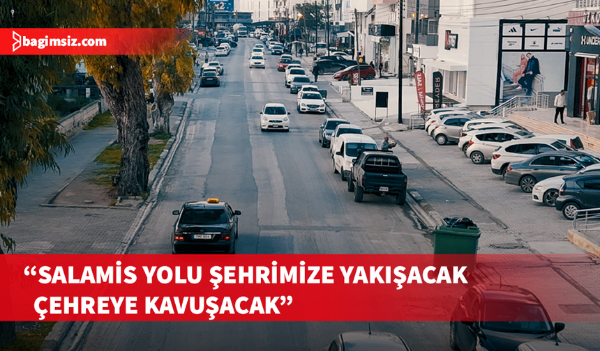 Salamis yolunda kaldırım, drenaj ve asfaltlama çalışması
