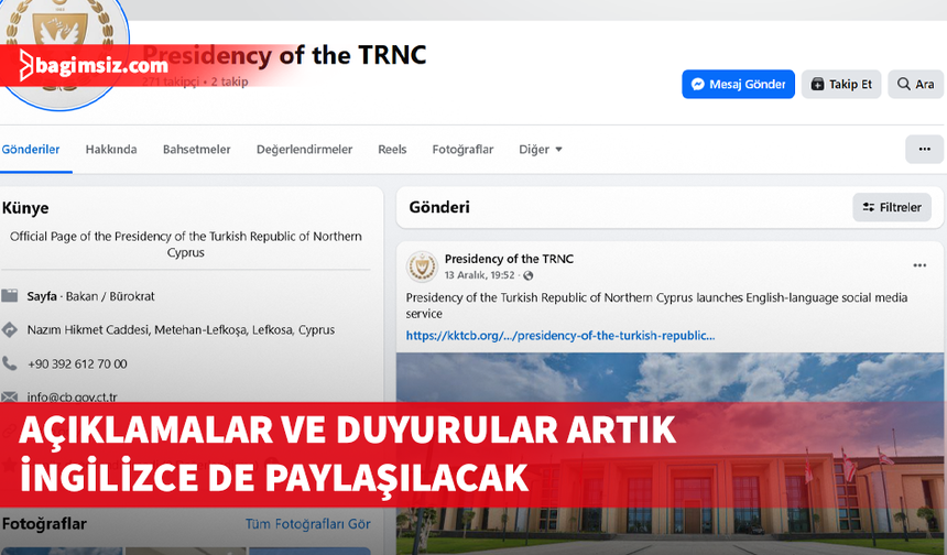 Cumhurbaşkanlığı’nın İngilizce sosyal medya hesapları devrede…