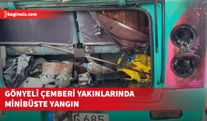 Lefkoşa-Girne ana yolunda bir minibüste yangın çıktı