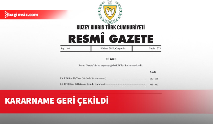Yasa Gücündeki Kararname geri çekildi