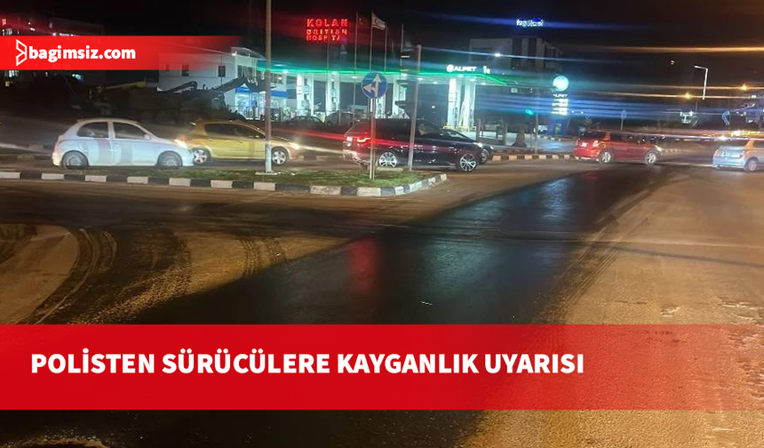 Polis'ten sürücülere uyarı: Gönyeli'de yola atık madde döküldü