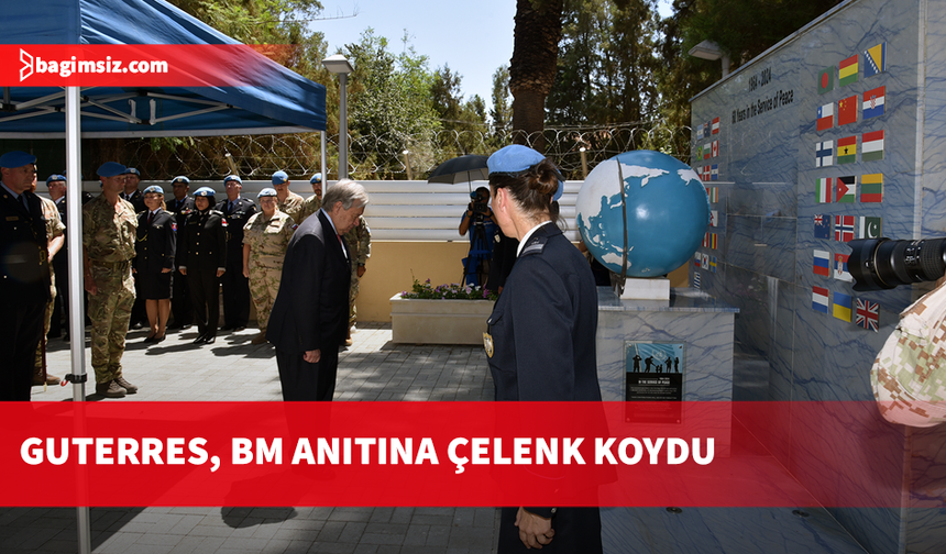 Guterres, Ledra Palace Otel önündeki BM anıtına çelenk koydu