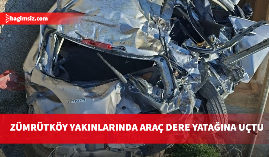 Zümrütköy'de feci kaza: Araç dere yatağına uçtu, 18 yaşındaki sürücü yaralandı