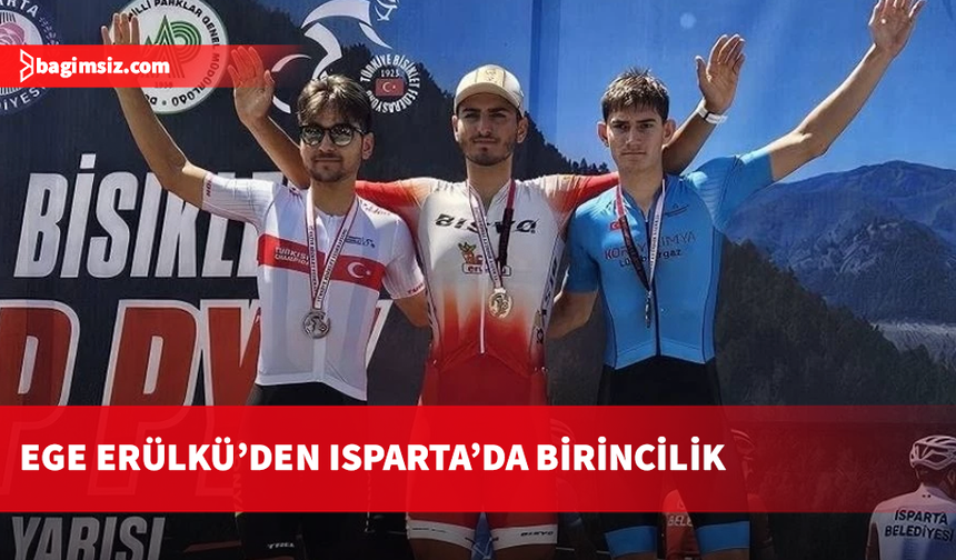 Kıbrıslı Türk bisikletçi Ege Erülkü, Isparta’daki yol yarışının ilk gününü zirvede tamamladı
